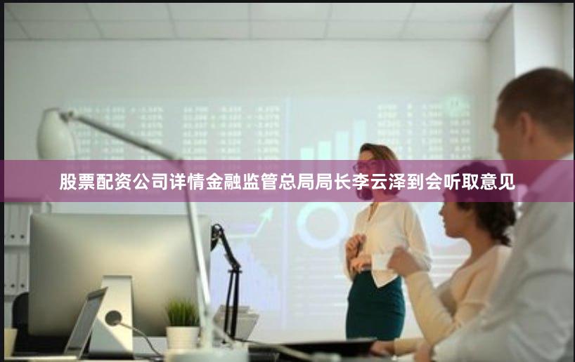 股票配资公司详情金融监管总局局长李云泽到会听取意见